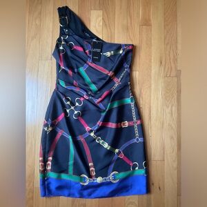 Ralph Lauren asymmetrical belt print summer mini-dress